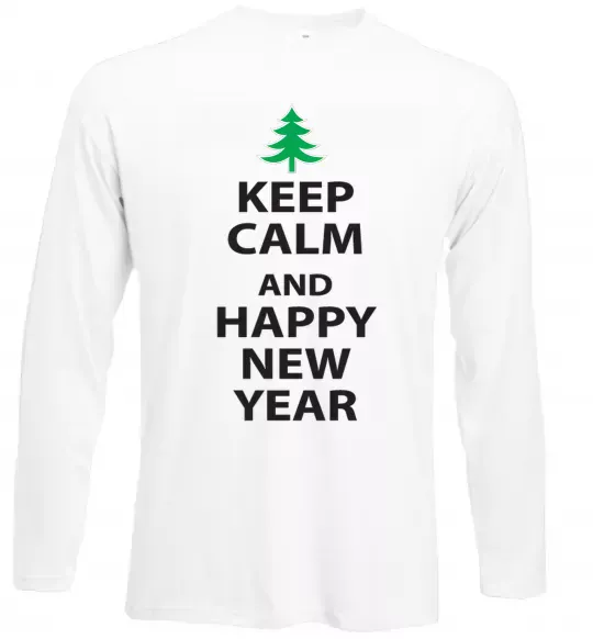 Лонгслив Keep calm and happy new year Белый фото