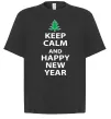 Футболка Оверсайз Keep calm and happy new year Черный фото