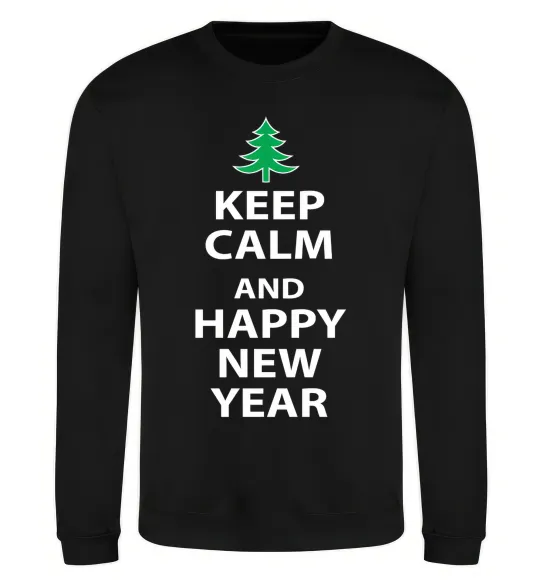 Світшот Keep calm and happy new year Чорний фото