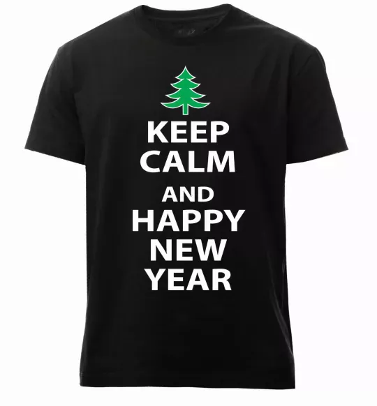 Чоловіча преміум футболка Keep calm and happy new year Чорний фото