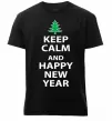 Чоловіча преміум футболка Keep calm and happy new year Чорний фото