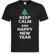Мужская футболка Keep calm and happy new year Черный фото