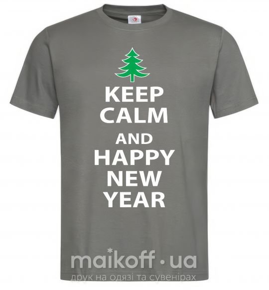 Чоловіча футболка Надпись KEEP CALM AND HAPPY NEW YEAR Графіт фото