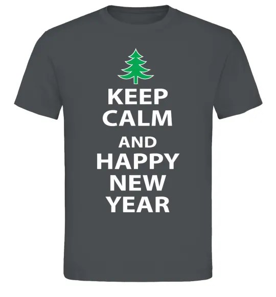 Мужская футболка Keep calm and happy new year Графит фото