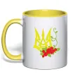 Чашка с цветной ручкой Герб з калиною Солнечно желтый Чашка с цветной ручкой Герб з калиною Солнечно желтый фото