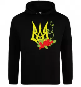 Мужская толстовка (худи) Герб з калиною Черный фото