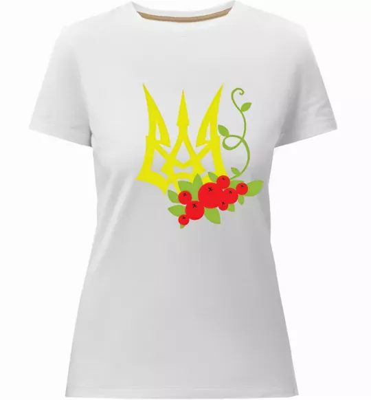 Женская премиум футболка Герб з калиною Белый фото