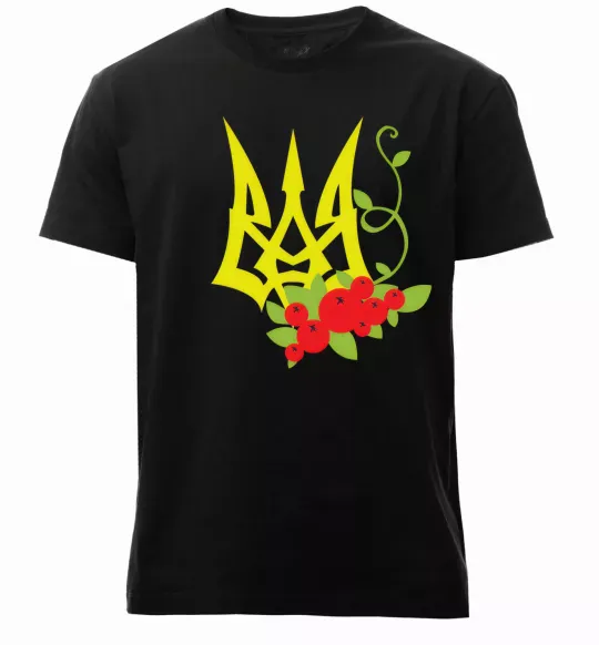 Мужская премиум футболка Герб з калиною Черный фото