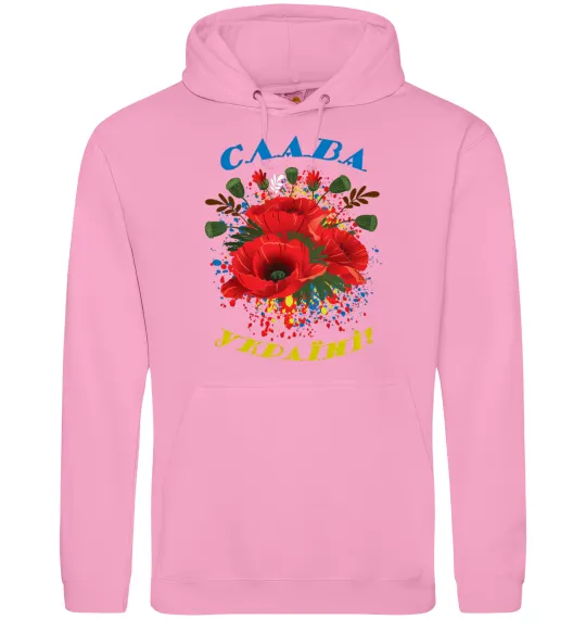 Жіноча толстовка (худі) Слава Україні! (маки) Рожевий фото