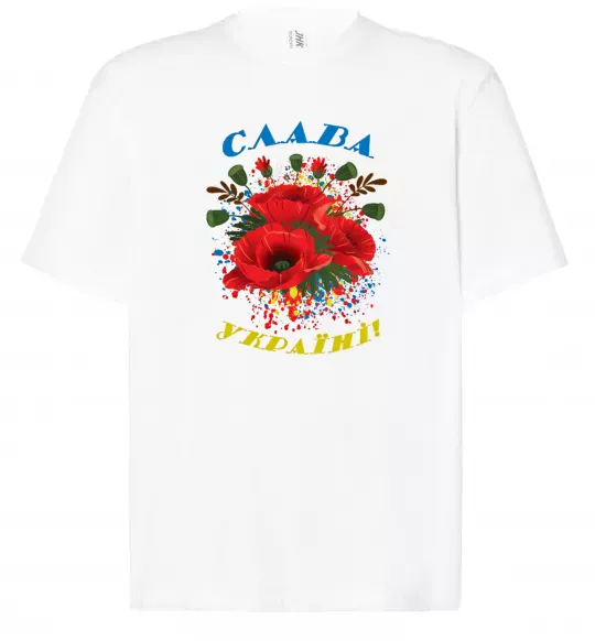 Футболка Оверсайз Слава Україні! (маки) Белый фото