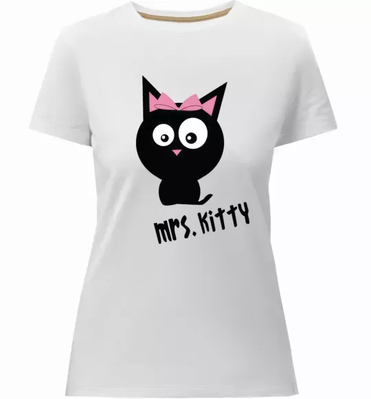 Женская премиум футболка MRS. KITTY Белый фото
