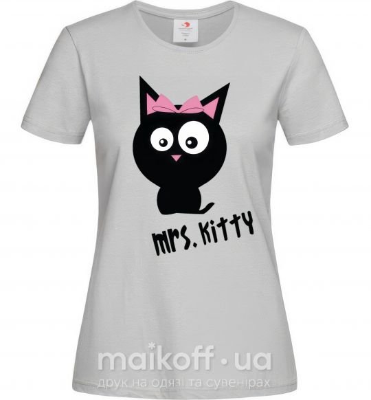 Женская футболка MRS. KITTY Серый фото