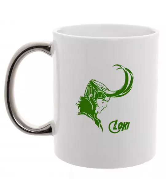 Чашка з кольоровою ручкою ЛОКИ Срібло фото