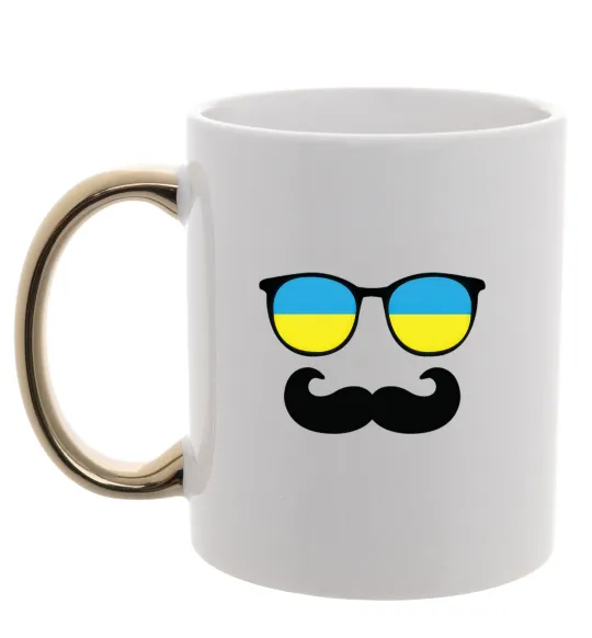 Чашка з кольоровою ручкою ОКУЛЯРИ Золото фото