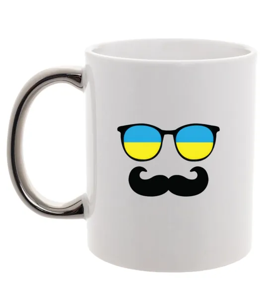 Чашка з кольоровою ручкою ОКУЛЯРИ Срібло фото