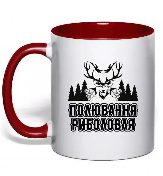 Чашка з кольоровою ручкою Полювання риболовля Червоний фото