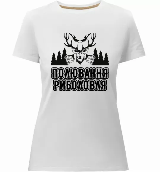 Женская премиум футболка Полювання риболовля Белый фото