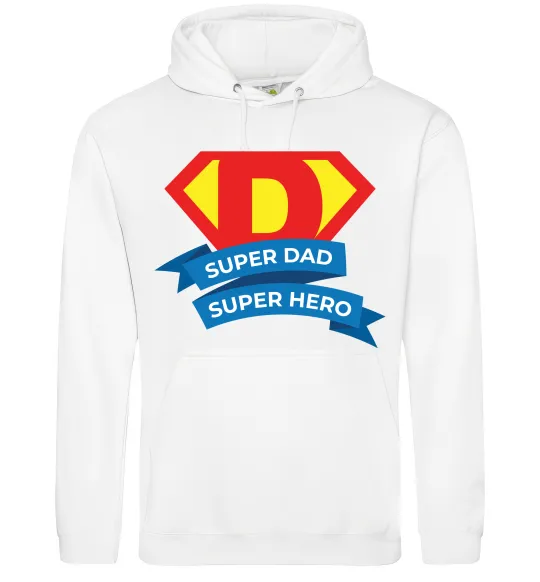 Чоловіча толстовка (худі) DAD SUPER HERO Білий фото