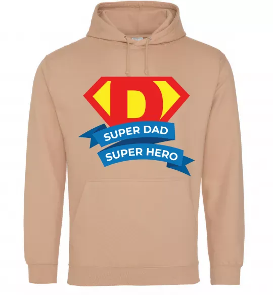 Чоловіча толстовка (худі) DAD SUPER HERO Пісочний фото