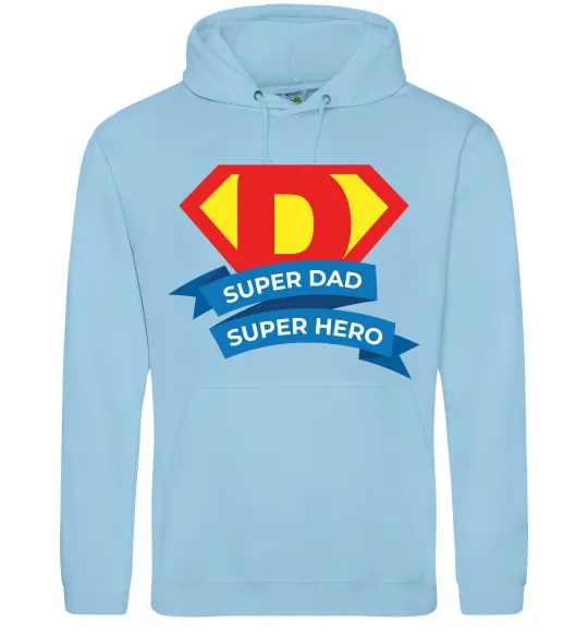 Чоловіча толстовка (худі) DAD SUPER HERO Блакитний фото