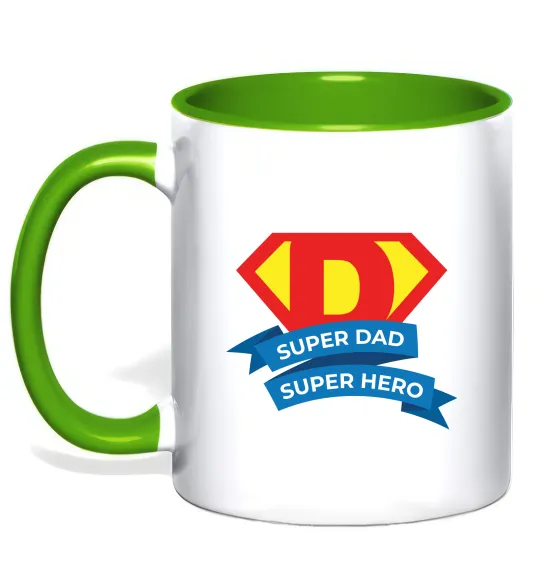 Чашка с цветной ручкой DAD SUPER HERO Лаймовый фото