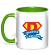 Чашка с цветной ручкой DAD SUPER HERO Лаймовый фото