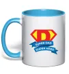 Чашка з кольоровою ручкою DAD SUPER HERO Блакитний Чашка з кольоровою ручкою DAD SUPER HERO Блакитний фото