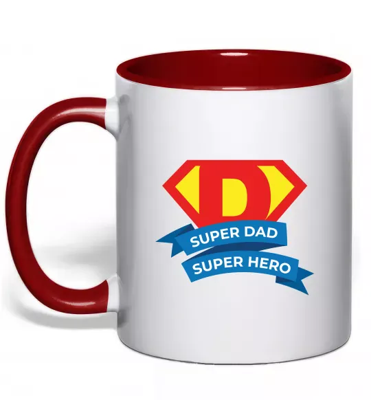 Чашка з кольоровою ручкою DAD SUPER HERO Червоний фото