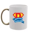 Чашка з кольоровою ручкою DAD SUPER HERO Золото Чашка з кольоровою ручкою DAD SUPER HERO Золото фото