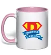 Чашка з кольоровою ручкою DAD SUPER HERO Ніжно рожевий Чашка з кольоровою ручкою DAD SUPER HERO Ніжно рожевий фото