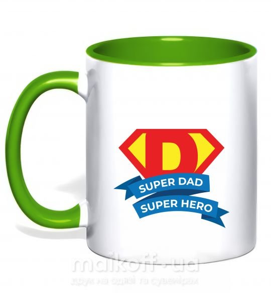 Чашка з кольоровою ручкою DAD SUPER HERO Зелений фото