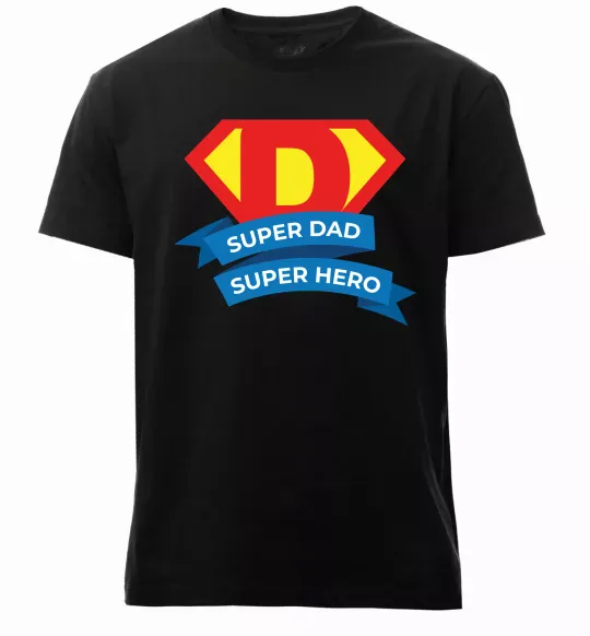 Мужская премиум футболка DAD SUPER HERO Черный фото