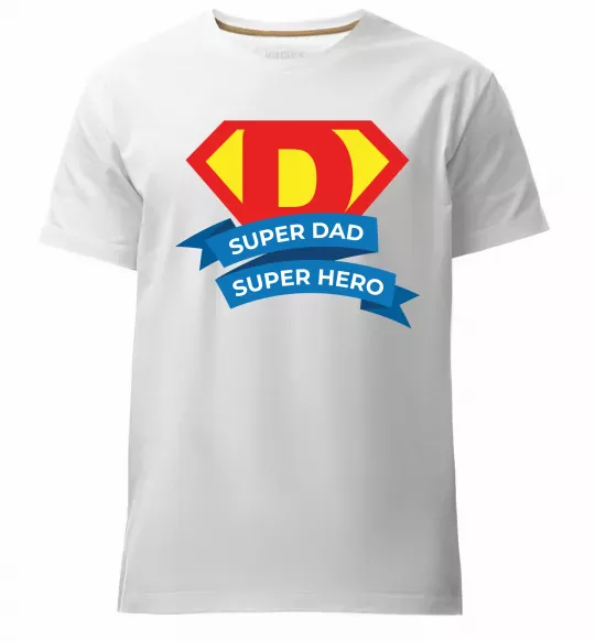 Мужская премиум футболка DAD SUPER HERO Белый фото