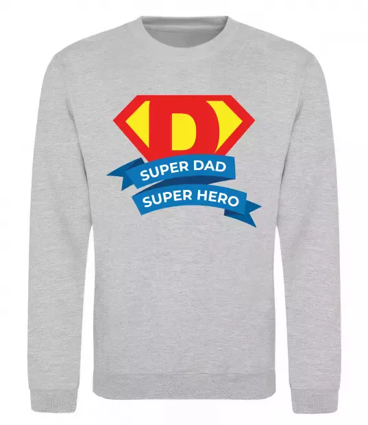 Свитшот DAD SUPER HERO Серый меланж фото