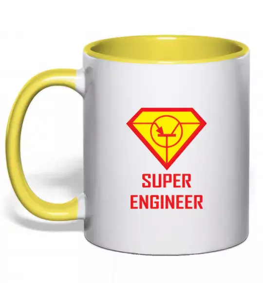 Чашка с цветной ручкой Супер інженер Солнечно желтый фото