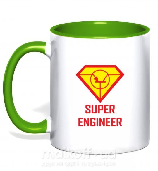 Чашка с цветной ручкой Супер инженер Зеленый фото
