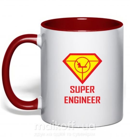 Чашка с цветной ручкой Супер инженер Красный фото
