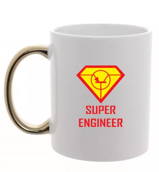 Чашка с цветной ручкой Супер інженер Золото фото