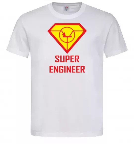 Чоловіча футболка Супер інженер Білий фото