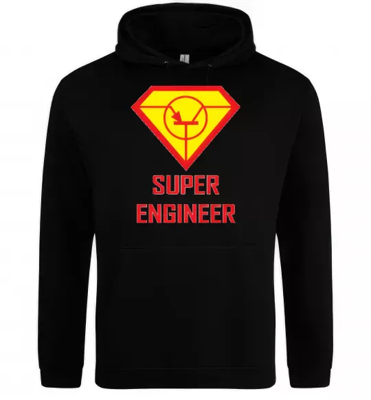 Мужская толстовка (худи) Супер інженер Черный фото