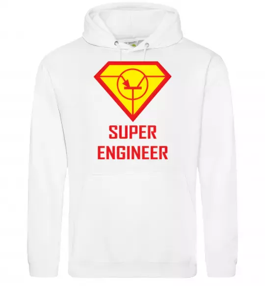 Мужская толстовка (худи) Супер інженер Белый фото