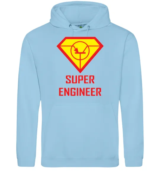 Чоловіча толстовка (худі) Супер інженер Блакитний фото