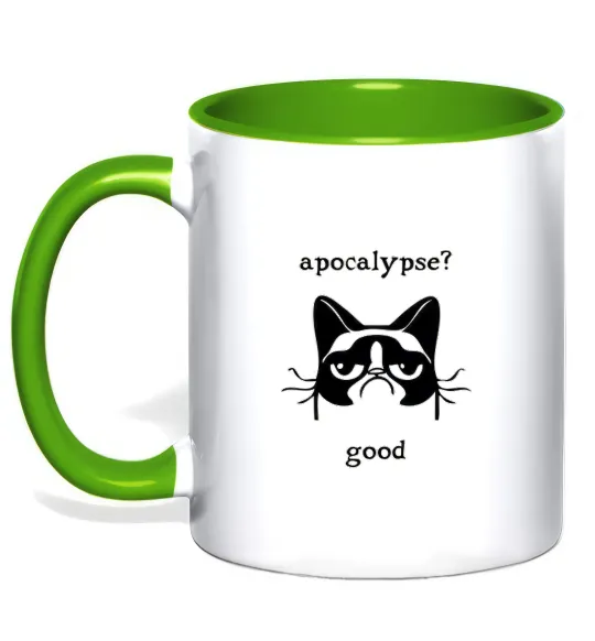 Чашка з кольоровою ручкою Apocalypse Лаймовий фото