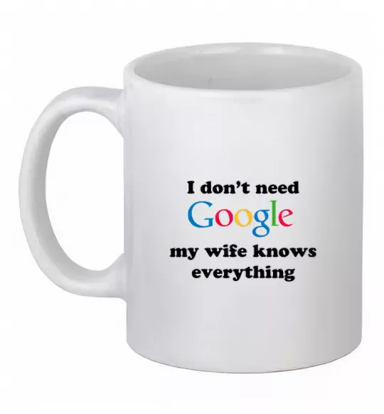 Чашка керамическая My wife google Белый фото