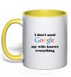 Чашка з кольоровою ручкою My wife google Сонячно жовтий фото