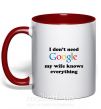 Чашка з кольоровою ручкою My wife google Червоний фото