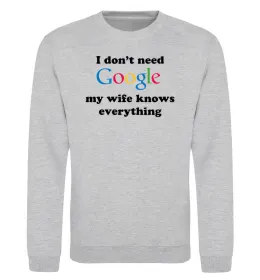 Світшот My wife google Сірий меланж фото