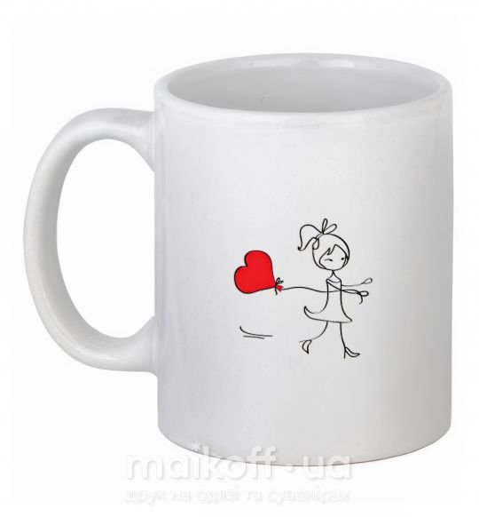 Чашка керамическая Девочка с сердцем Белый фото
