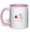 Чашка с цветной ручкой Девочка с сердцем Нежно розовый фото