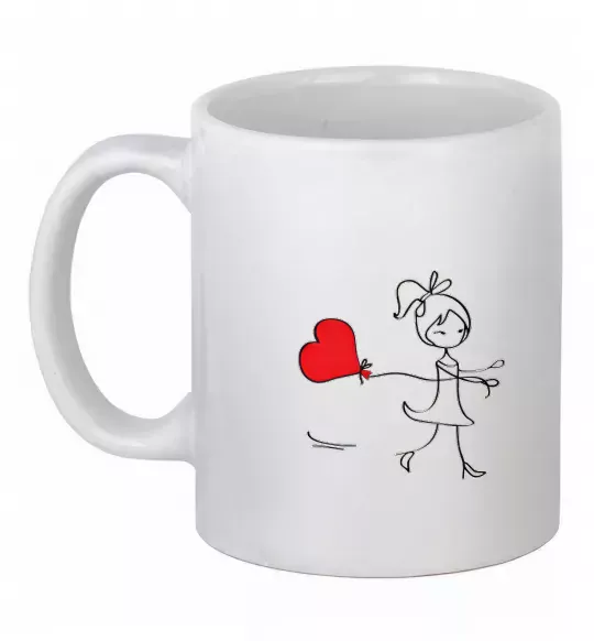 Чашка керамічна Дівчинка з серцем Білий фото